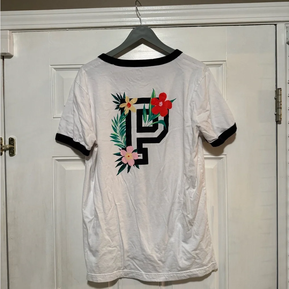 PINK Victoria's Secret Black and White Ringer tee - Picture 2 of 3